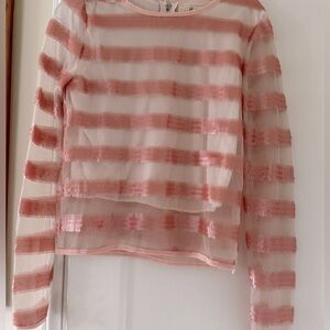 Baluoke Sequins& Mesh Back Zipper Top